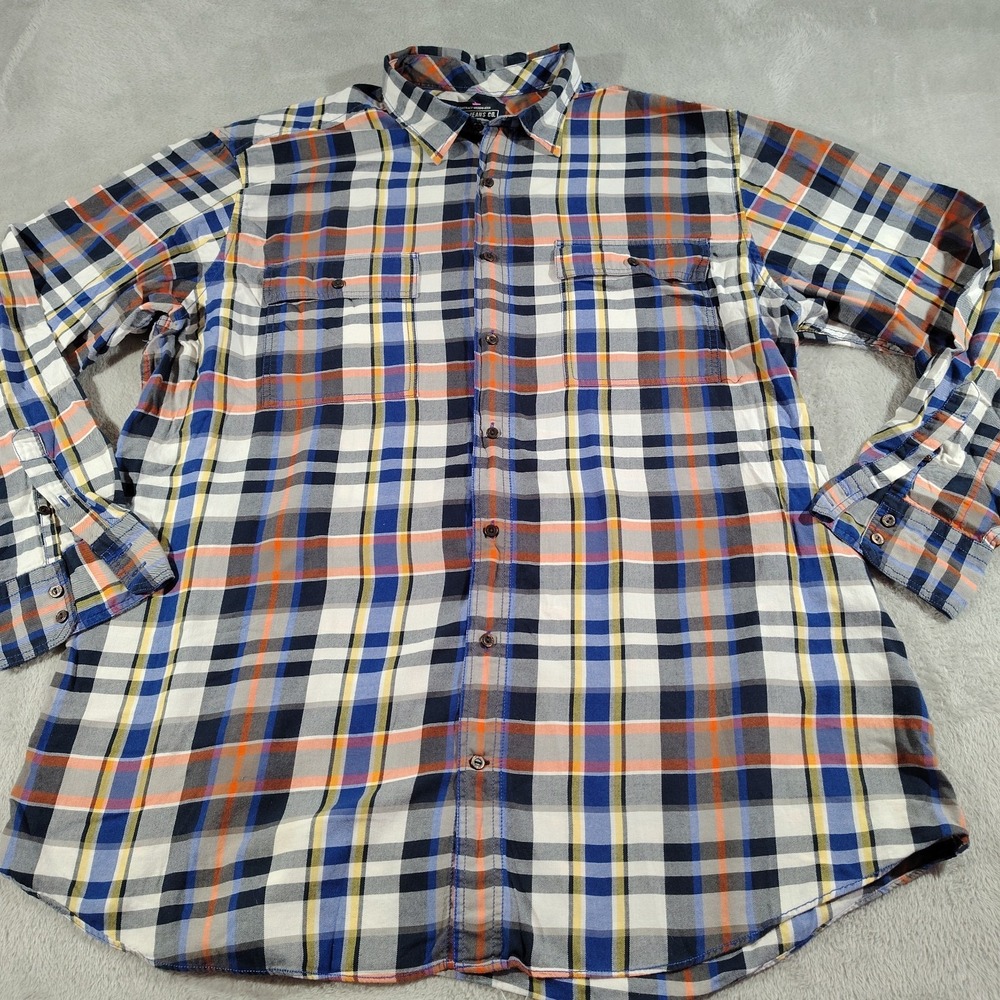 Nautica Jeans Shirt Men 2XLT Blue Plaid Nerd Office Dad Preppy Western Country